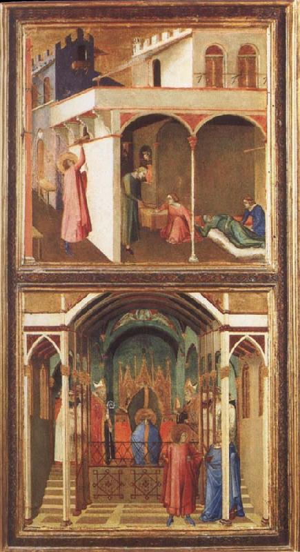 Ambrogio Lorenzetti St Nicholas Offers Three Girls Their Dowry oil painting image